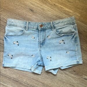 SO Blue Denim Floral Embroidered Shorts